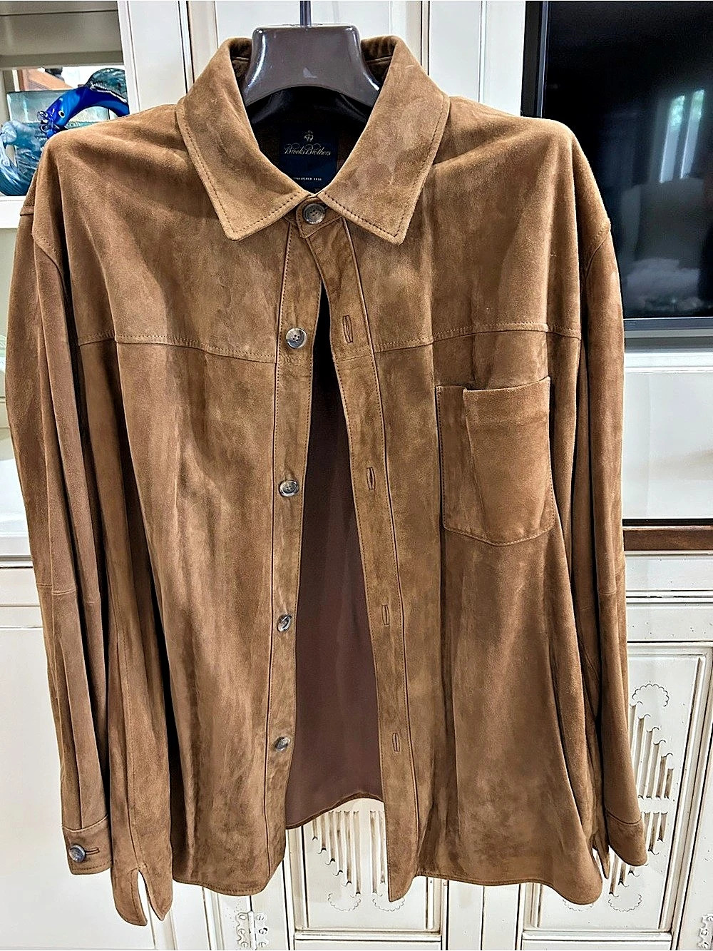 Brooks Brothers Suede Shirt Jacket Brown Jacket Size XL